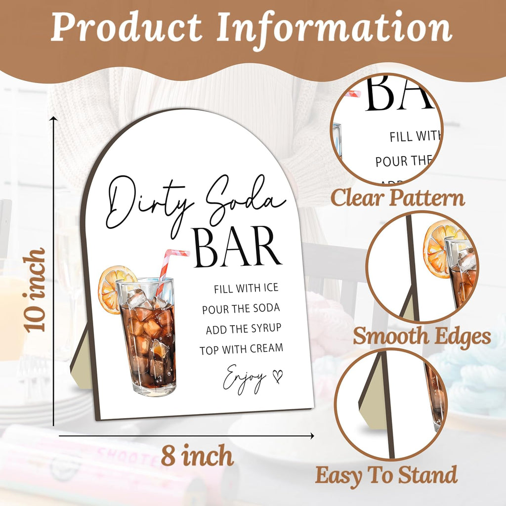 Soda Bar Wooden Tabletop Welcome Sign, Soda Bar Baby Shower Drink Station Sign for Babies Party Decoration, Beverage Setup Board for Gender Reveal Party, Baby Shower Decoration Table Signs 8x10 Inch