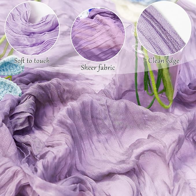 10-Pack Lilac Cheesecloth Table Runners – 10FT (35x120 Inch) Boho Rustic Gauze Fabric Cheese Cloth Table Runner for Weddings, Baby Showers, Bridal Shower, Farmhouse & Birthday Party Decor