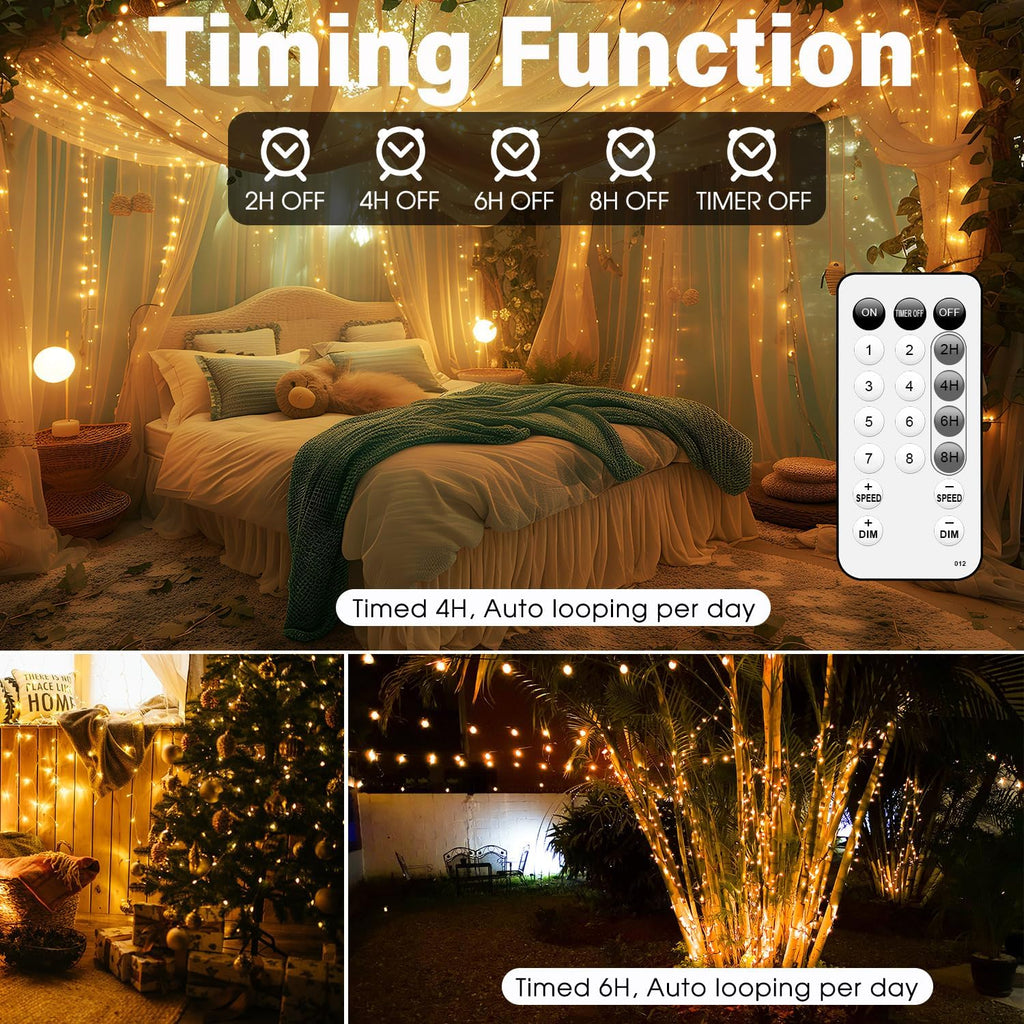 Fairy Lights Plug in 66FT 200 LED USB Twinkle Lights for Bedroom Copper Wire Lights with Remote and Timer 8 Modes, Waterproof String Lights for Dorm DIY Party Christmas Decoration（Warm White）
