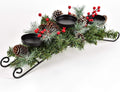 20 Inch Christmas Candle Holder Centerpiece with 3 Candle Holders, Pine Cones, Red Berry Table Accent for Festival Home Decoration