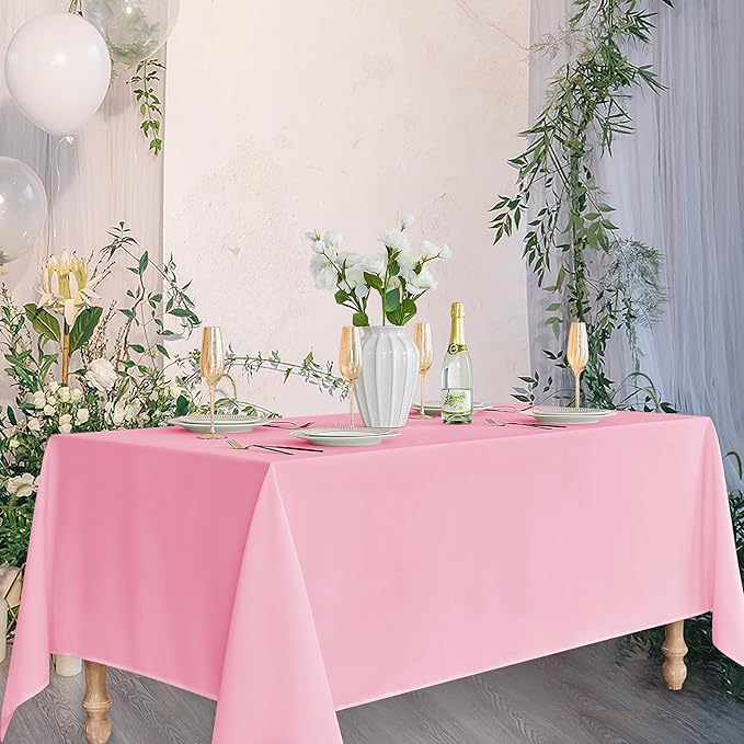 Fitable Pink Rectangle Tablecloths for 6 Foot Tables, 6 Pack - 70 x 108 Inches - Stain Resistant and Washable Table Clothes, Polyester Fabric Table Covers for Wedding, Party, Banquet, Buffect