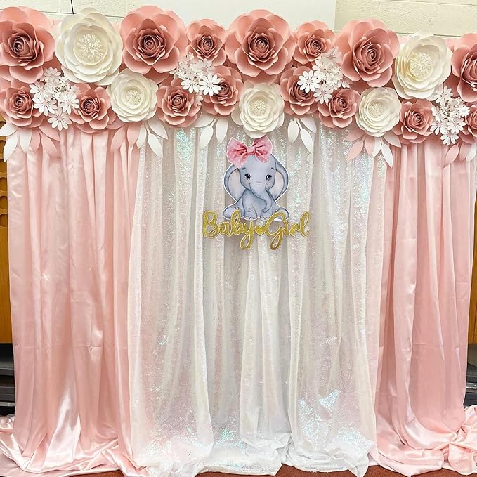 Backdrop Curtains 6 Panels Iridescent Sequin Background 2ftx8ft Glitter Fabric Baby Shower Party Wedding Photo Drapes Backdrop