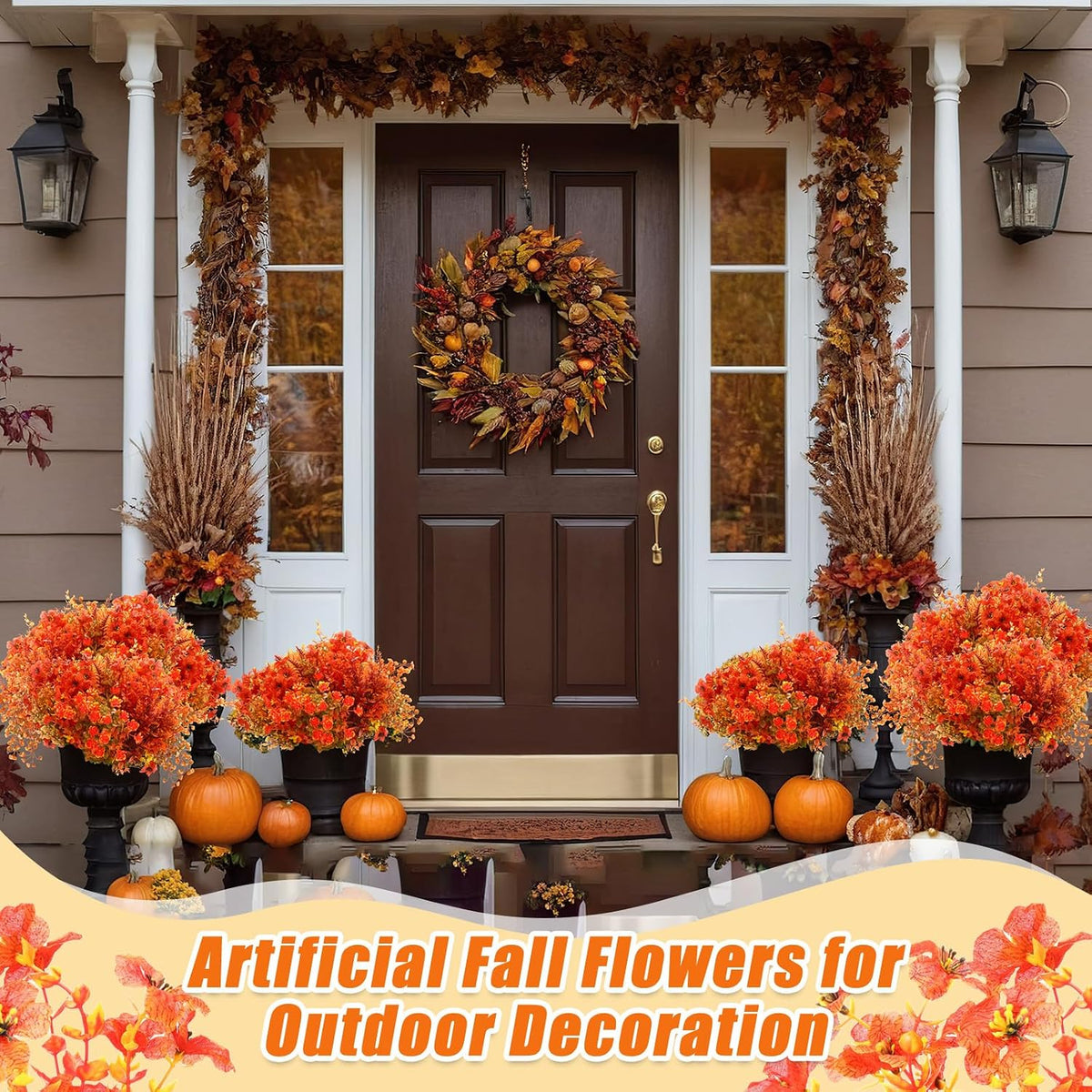 Mimorou 60 Bundle Fall Artificial Flowers Bulk for Outdoor UV Resistant