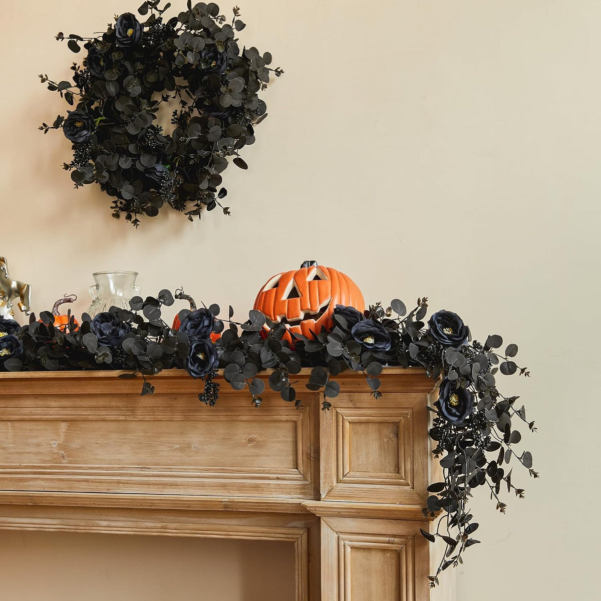 party joy 6.56ft halloween decorations black garland with showing dimensions