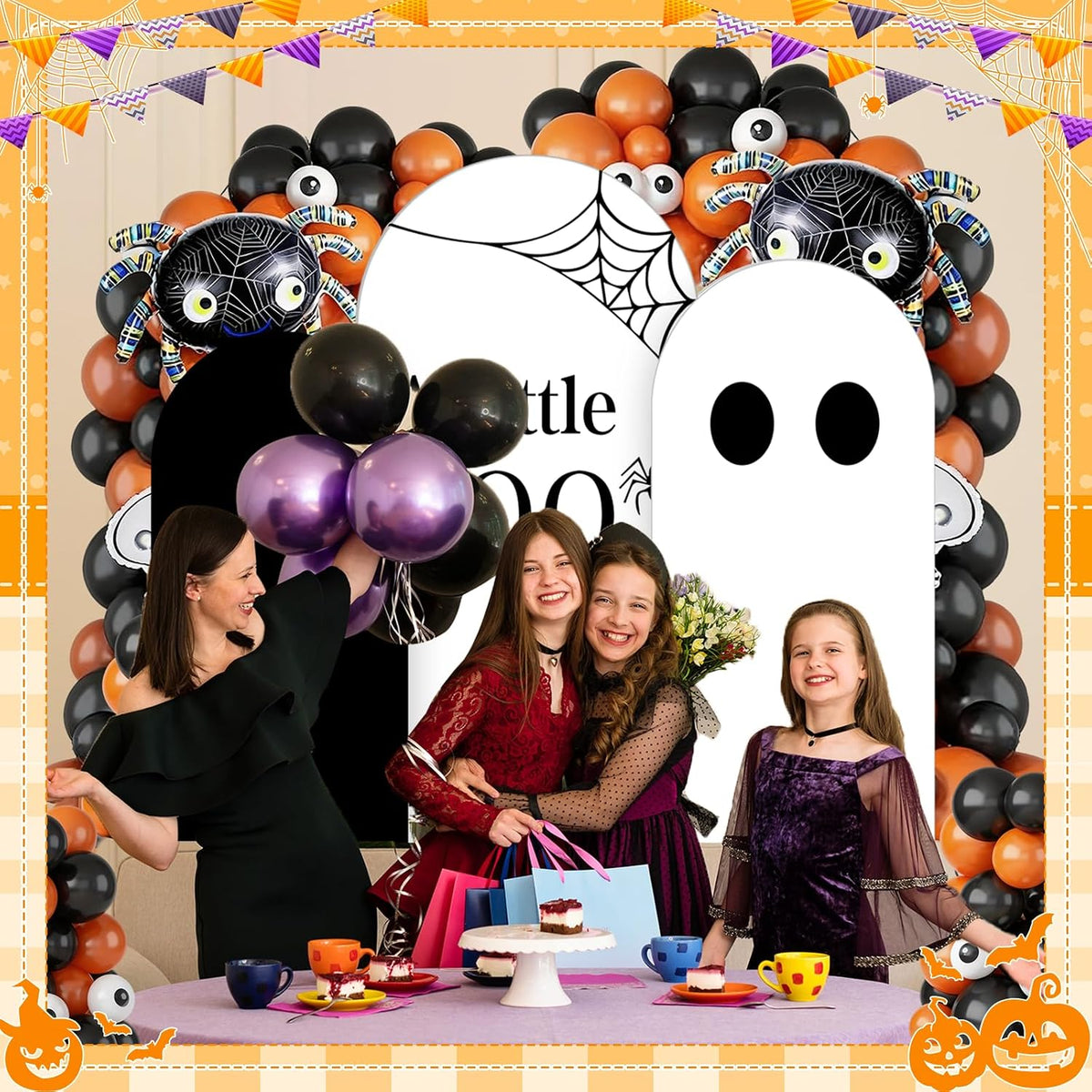 3 Pcs Halloween A Little Boo is Almost Due Arch Backdrop with 4FT 5FT 6FT