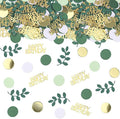 Sage Green Happy Birthday Confetti, Birthday Table Decorations Scatter Green Gold Foil Cake Confetti Decorations for Party, Baby Shower DIY Arts Crafting 230 Pcs