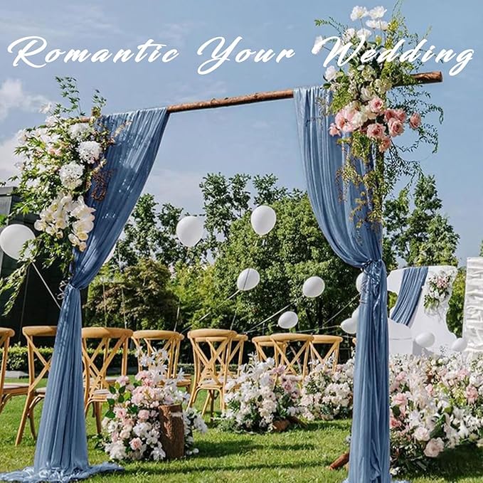 20Ft length x 28" width 2 Panels Wedding Arch Draping Fabric Dusty Blue Arch Drapes Chiffon Fabric Sheer Curtains Backdrop for Party Bridal Decorations Wedding Ceremony Ceiling Stage Reception Decor
