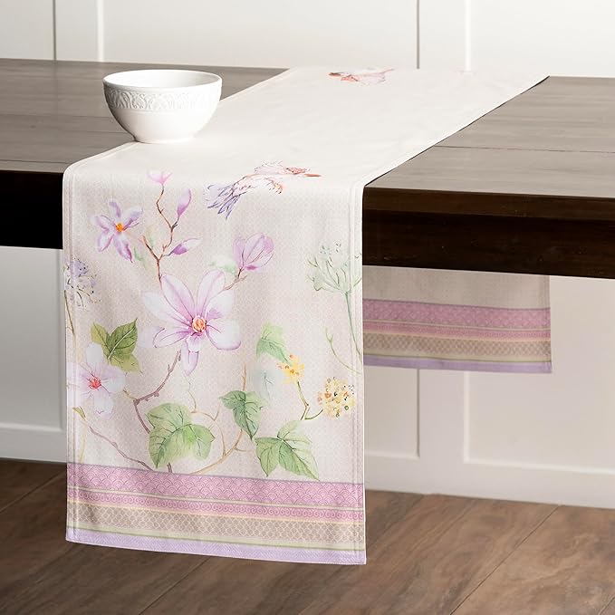 Maison d' Hermine Table Runner 100% Cotton Double Layer Table Runners 72 inches Long Decorative for Home Kitchen Dining Party Wedding Bridal Shower Spring Summer (Magnolia Mornings, 14.50" x 72")