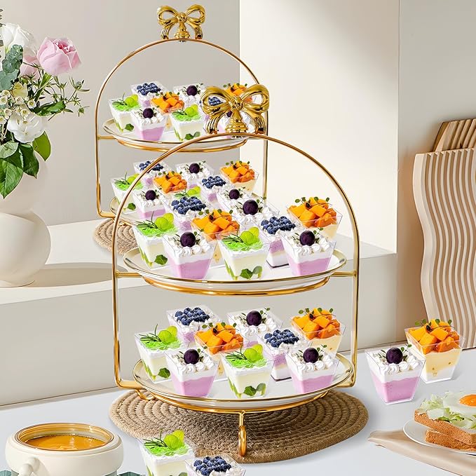 YOUBET 102 PCS Plastic Dessert Cups - 8oz Clear Square Cups - 51 Pack Mini Appetizer Cup with Tasting Spoons for Pudding, Fruit, Yogurt Parfait and Ice Cream