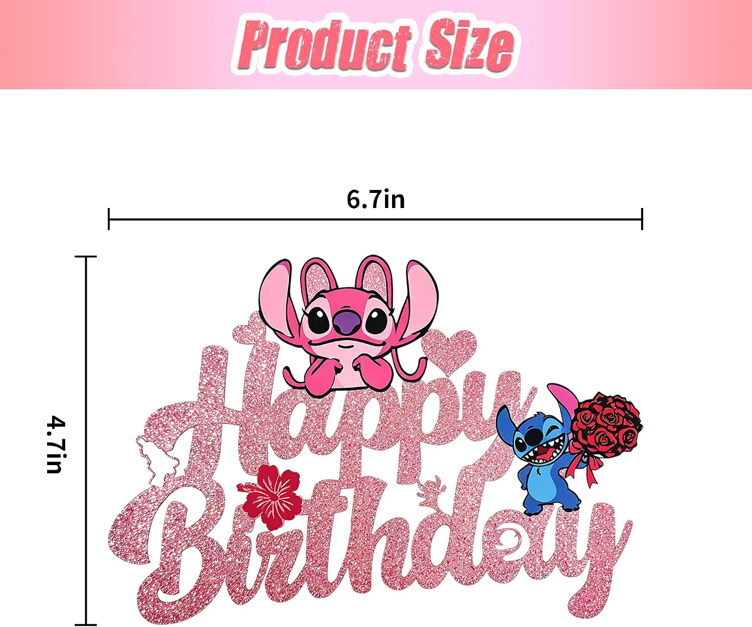 Cute Glitter Alien Cake Decorations, Cartoon Happy Birthday Cake Toppers, Birthday Party Supplies for Boys and Girls