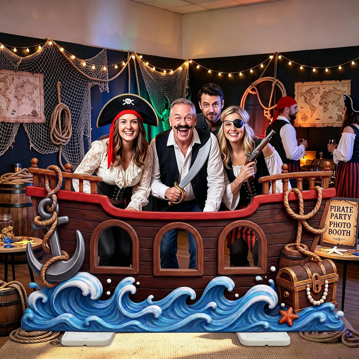 Qunclay Pirate Party Decoration Cardboard Cutout Stand Up Life Size, 4.4ft Pi...