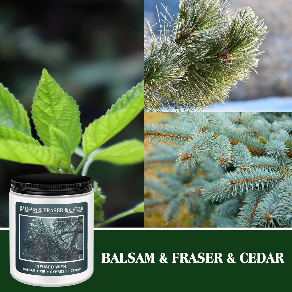 Homsolver Christmas Tree Fir Pine Candles, Christmas Holidays Balsam Candles, Balsam & Fraser & Cedar Scent with 50+ Hours Burning Time, Unique Gifts for Women