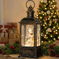 Christmas Snow Globe Lantern Musical Lighted Snow Mountain Snowman Village Water Lantern with Swirling Glitter Decoration for Christmas Home, Living Room, Batter Operated or USB Powered