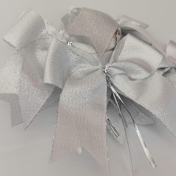 36pcs 4-1/2" Metallic Silver Bows with Twist Ties for Gift Wrapping Packing Christmas Decoration (4.5",Silver)