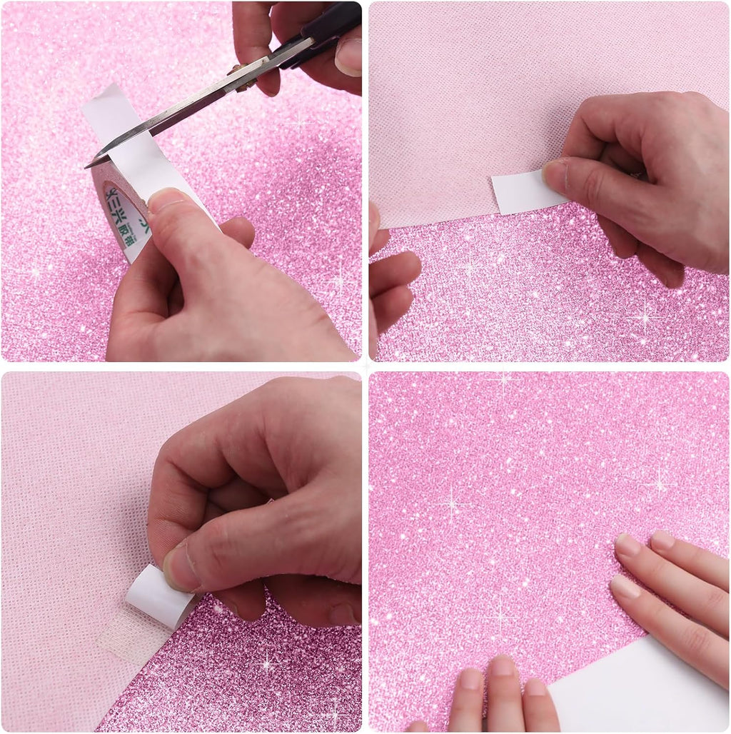 Glitter Carpet Runner for Party 2.6 X 30 ft Glitter Non-Woven Fabric, Carpet Rug for Event, Aisle Runway Runner for Wedding Ceremony, Movie Theme Party Decorations (Glitter Pink, 2.6FTx30FT)