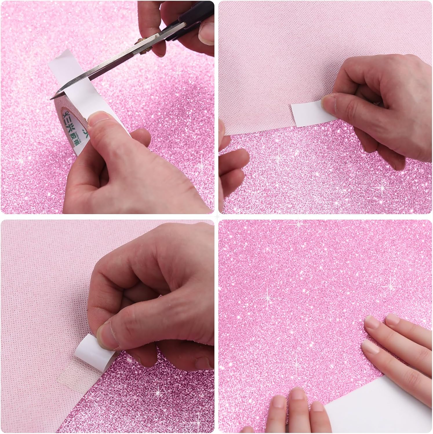 Glitter Carpet Runner for Party 2.6 X 30 ft Glitter Non-Woven Fabric, Carpet Rug for Event, Aisle Runway Runner for Wedding Ceremony, Movie Theme Party Decorations (Glitter Pink, 2.6FTx30FT)