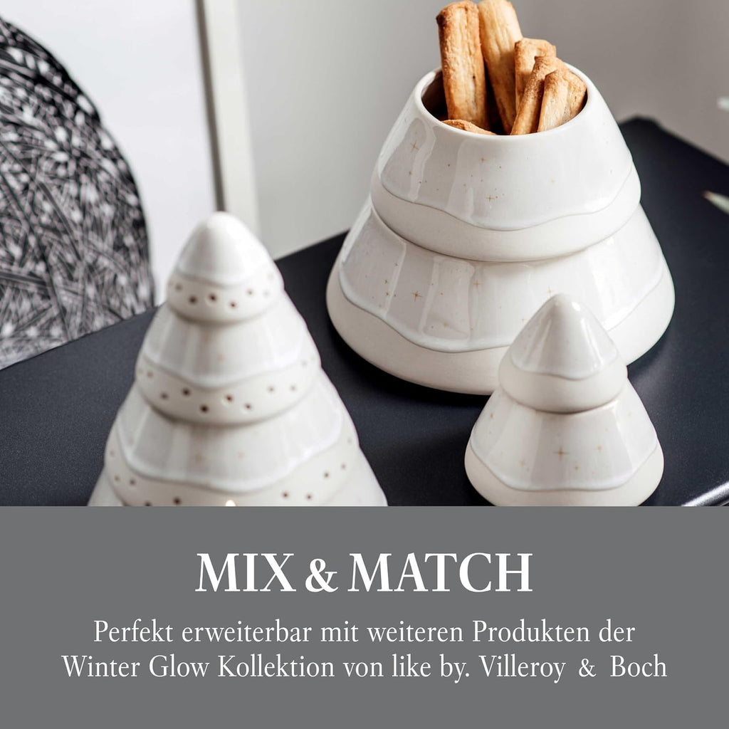 like. by Villeroy & Boch - Winter Glow Candle Holder Tree Lantern, Premium Porcelain Christmas Decoration