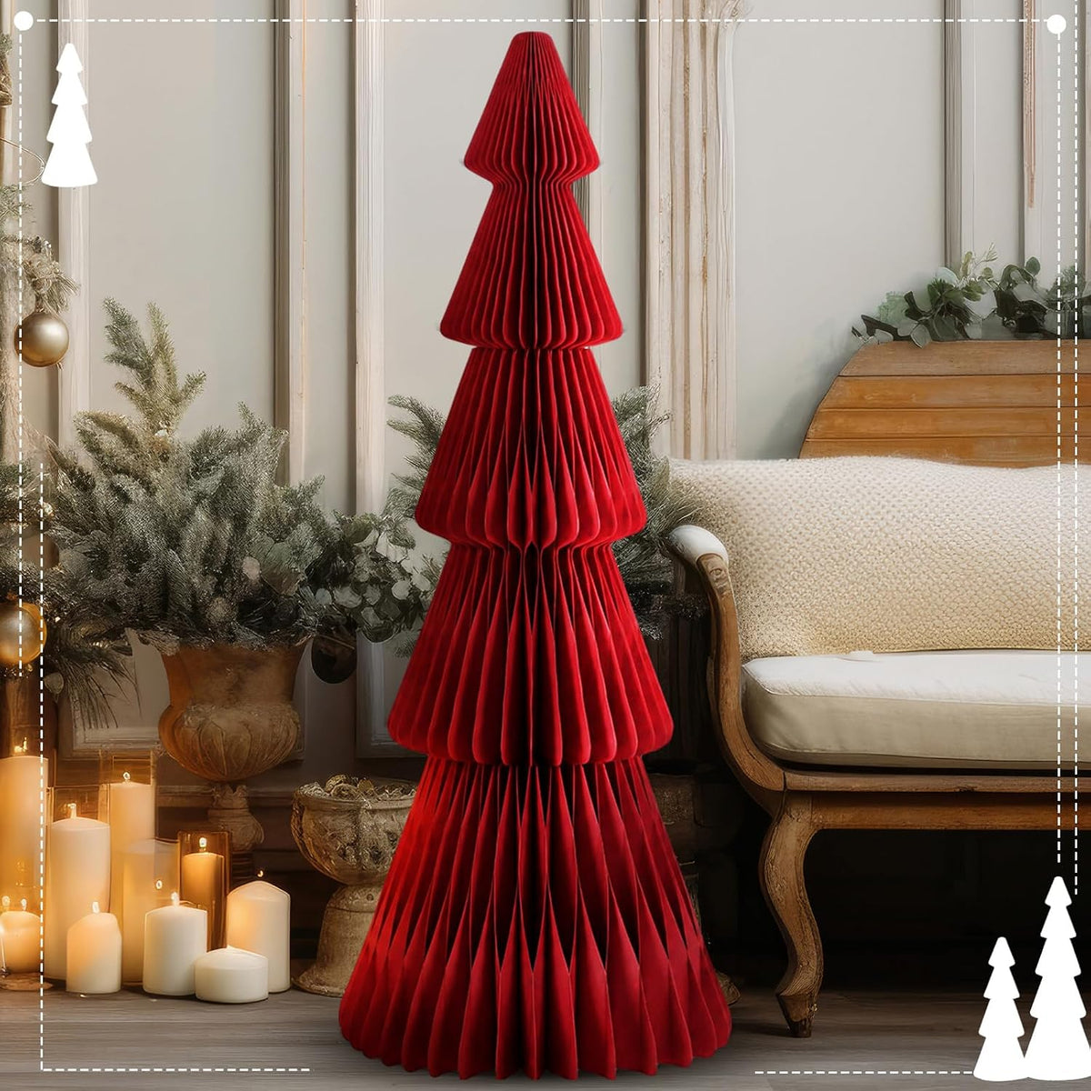 fullhawl 3ft red 3d honeycomb extra large paper, main product view