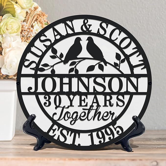 Personalized Christmas Gifts 2025 Best Housewarming Gifts Custom 50th or Any Year Wedding Anniversary Metal Sign Wedding Gifts Personalized Metal Name Signs Monogram Wall Decor