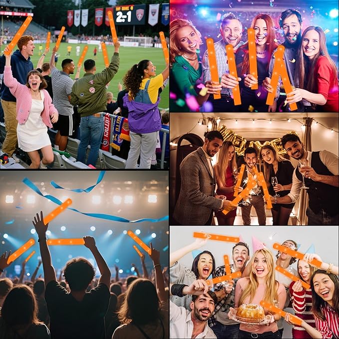 Foam Glow Sticks Bulk, 30 PCS Orange Light Up Foam Sticks 3 Modes, Glow Party Supplies for Wedding,Raves, Carnival, Concert, 4th of July, Halloween, Christmas, New Year