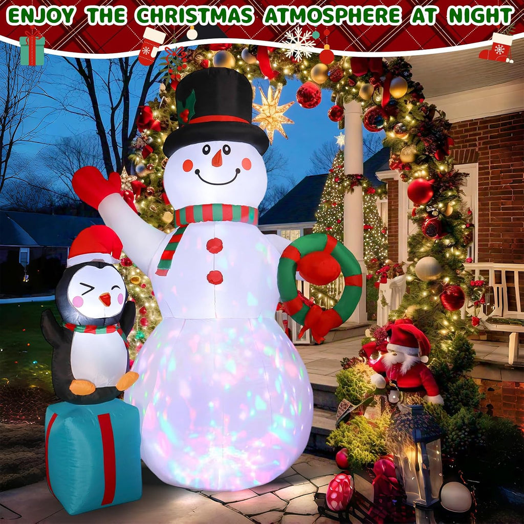 7ft christmas snowman inflatables decoration with led lights showing dimensions