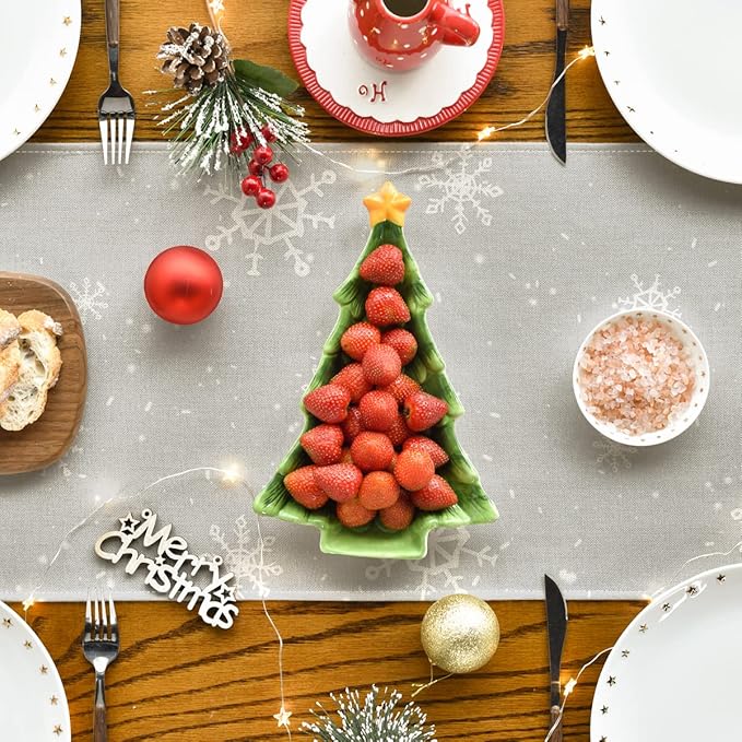 Artoid Mode Grey Snowman Snowflake Let it Snow Christmas Table Runner, Seasonal Winter Kitchen Dining Table Decor for Home Party Indoor 13x108 Inch