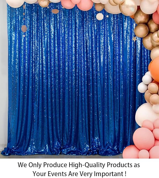 ShinyBeauty Sequin Backdrop Royal Blue 10x10FT Backdrop for Photography Blue Wedding Backdrop 10FT Baby Birthday Photo Booth Backdrop Glitter Backdrop for Party Fabric Backdrop