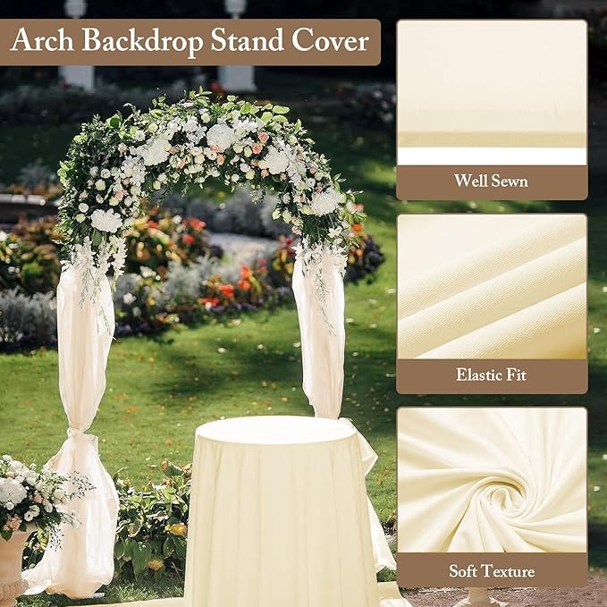 Metal Arch Backdrop Stand and Cover Set, 7.2FT, 6FT Party Backdrop, Easy to Assemble, for Parties, Birthday, Baby Shower