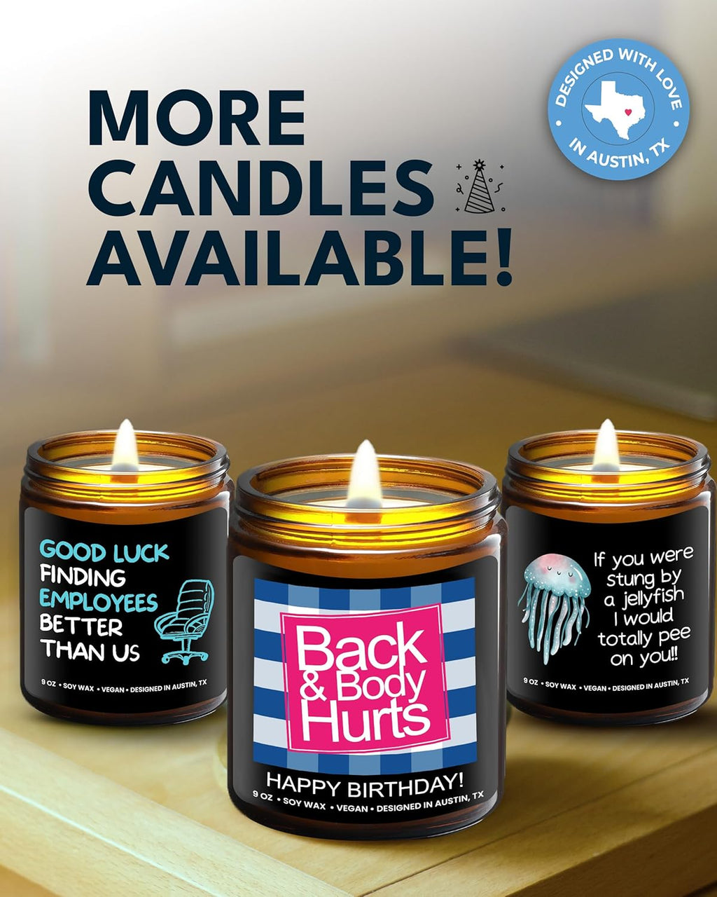 Funny Happy Birthday Candle, Unique Happy Birthday Gifts for Women and Men, Fun Gift Ideas for 30th, 40th, 50th and 60th Birthdays, Back and Body Hurts Candle, Long-Lasting Scent, Gift-Ready