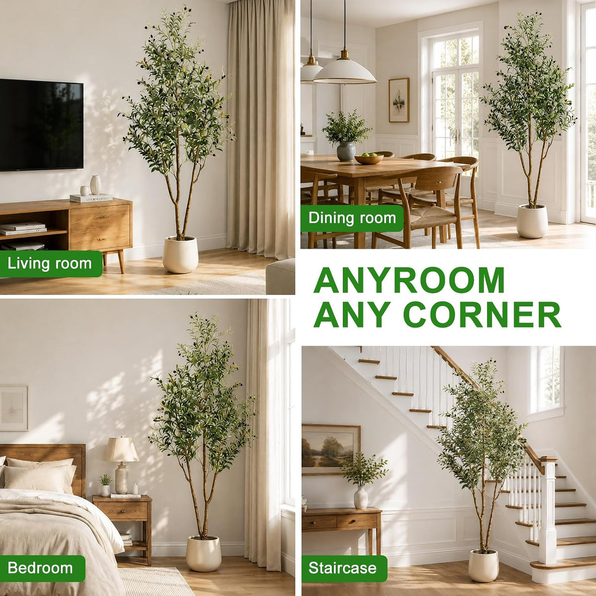 7ft artificial olive tree with lights & planter on a desk or shelf