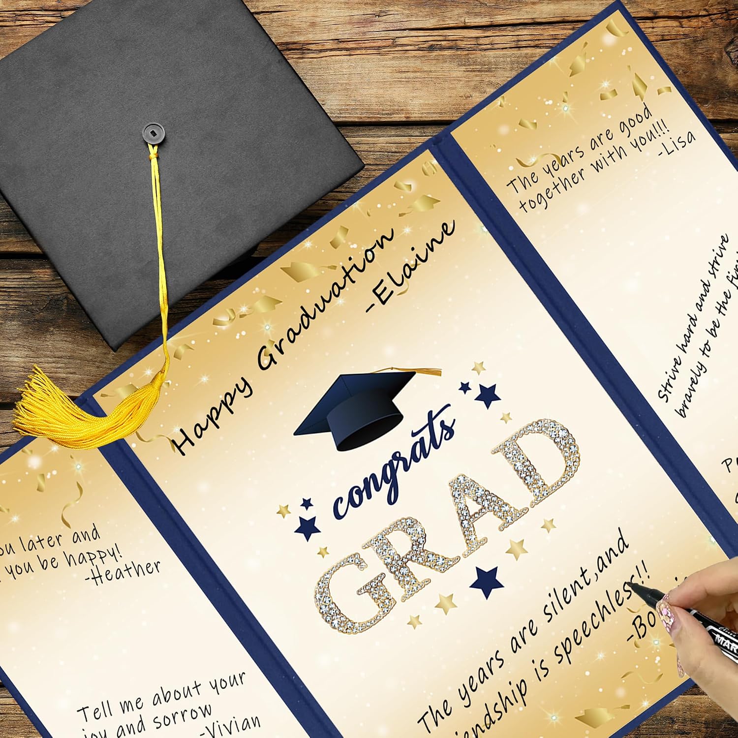 Vlipoeasn 2026 Graduation Guest Book Alternative, Blue Gold Class of 2026 Graduation Party Decorations, Graduation Signature Book for 2026 College High School, Unique Graduation Gifts for Friends