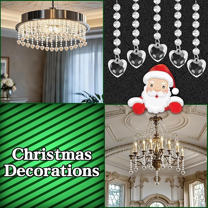 100 Pack Hanging Crystals - Clear Acrylic Prisms Pendant Ornaments for Christmas Tree, Centerpieces, Chandelier, Window & Home Decor, Ideal for Weddings, Parties Decorations (Heart)