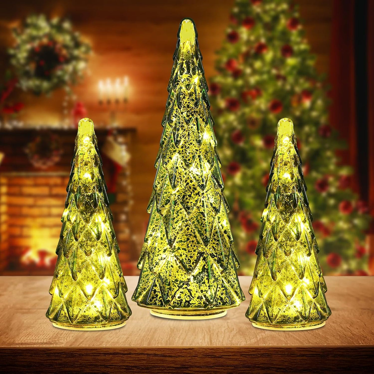 christmas decorations indoor, yeahome set of 3 pre-lit, main product view