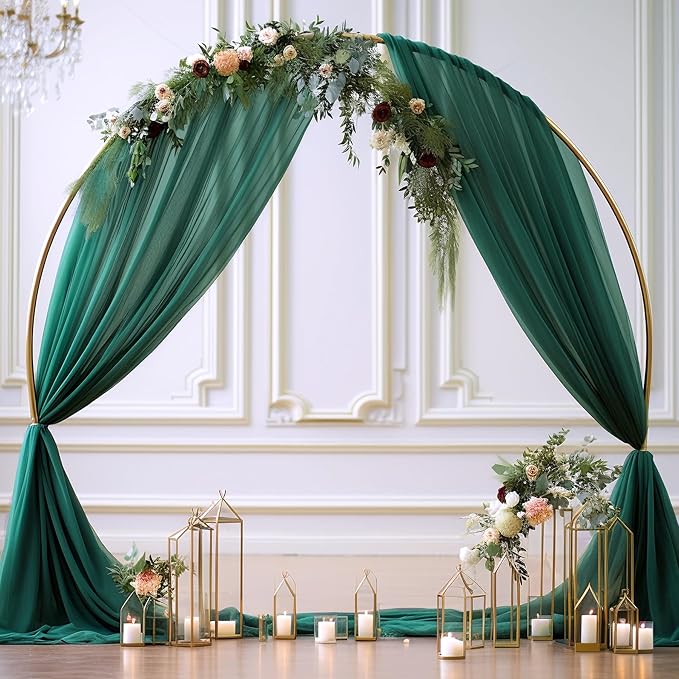 Wedding Arch Draping Fabric, 1 Panel 28" x 19Ft Emerald Green Arch Drapes Sheer Backdrop Curtain for Wedding Ceremony Party Ceiling Decor