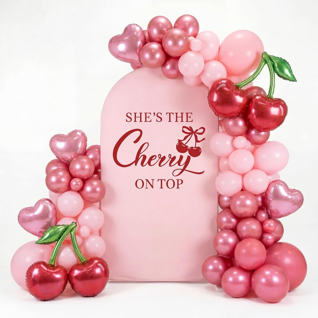 hunnmingre pink cherry on top backdrop arch cover, main product view