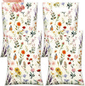100 Pcs Wildfloral Gift Bags Vintage Wildflower Party Favor Bag with Handle Wildfloral Plastic Goodie Candy Treat Gift Wrapping for Summer Baby Shower Birthday Wedding Party Supplies (White)