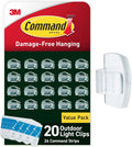 Command Damage Free Hanging Light Clips with Adhesive Strips, No Tools Mini Wall Hooks for Hanging Decorations in Living Spaces, 20 Clips, 24 Strips
