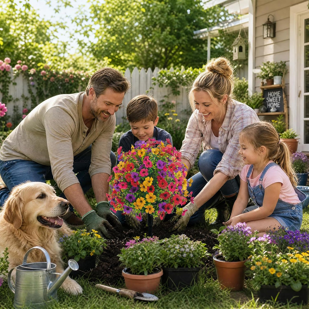 22 inch artificial flowers and shrubs with stakes, package contents