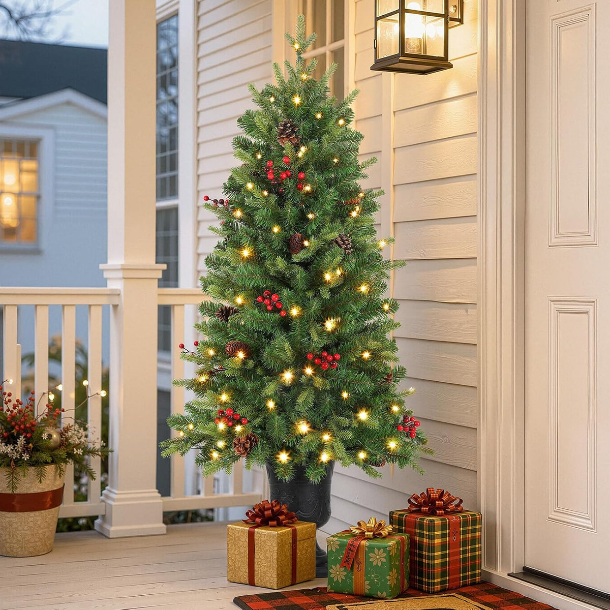 alupssuc 4ft prelit plug-in artificial christmas tree with, front angle view