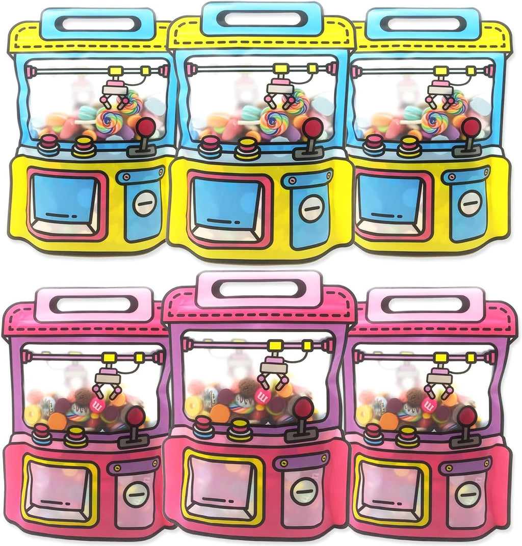 30PCS Cartoon Gift Bags with Handle Claw Machine Shape Goodie Bag Plastic Candy Cookie Storage Packaging For Wedding Birthday Baby Shower Party Supplies Snack Ziplock Seal Party Favor Bags