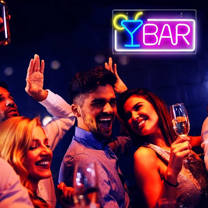 YSMNDE Bar Neon Sign, Bar Signs for Home Sign with Dimmer Switch, USB Powered Bar LED sign For Wall Decor, Perfect for Home, Club, Bistro, Man Cave Party Decorations