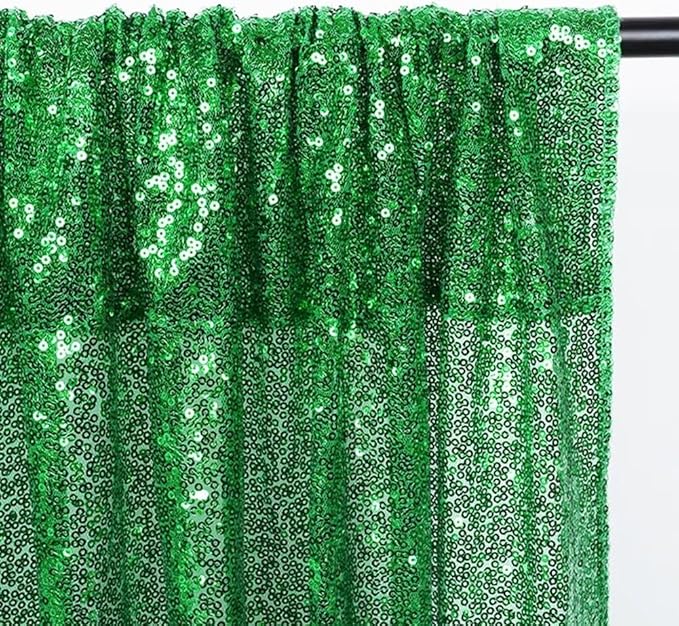 Eternal Beauty Sequin Backdrop Curtains, 2x8 Ft-2 Panels Green Back Drop for Shimmer Photography Party Wedding Birthday Decor