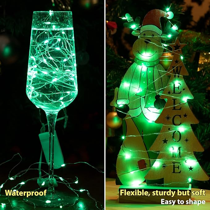 HXWEIYE 12 Pack 7ft 20LED Green Fairy Lights Battery Operated for Mason Jar DIY Wedding Party Bedroom Patio Christmas Décor