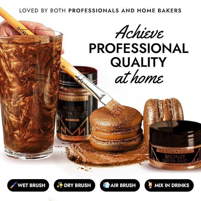 MONÉGASQUE Bronze Edible Glitter for Drinks 15g – Edible Glitter for Cakes & Cocktails – Luster Dust for Cakes, Drinks, & Chocolate Decorations – Halloween Cake & Drink Shimmer - Copper Powder Spray