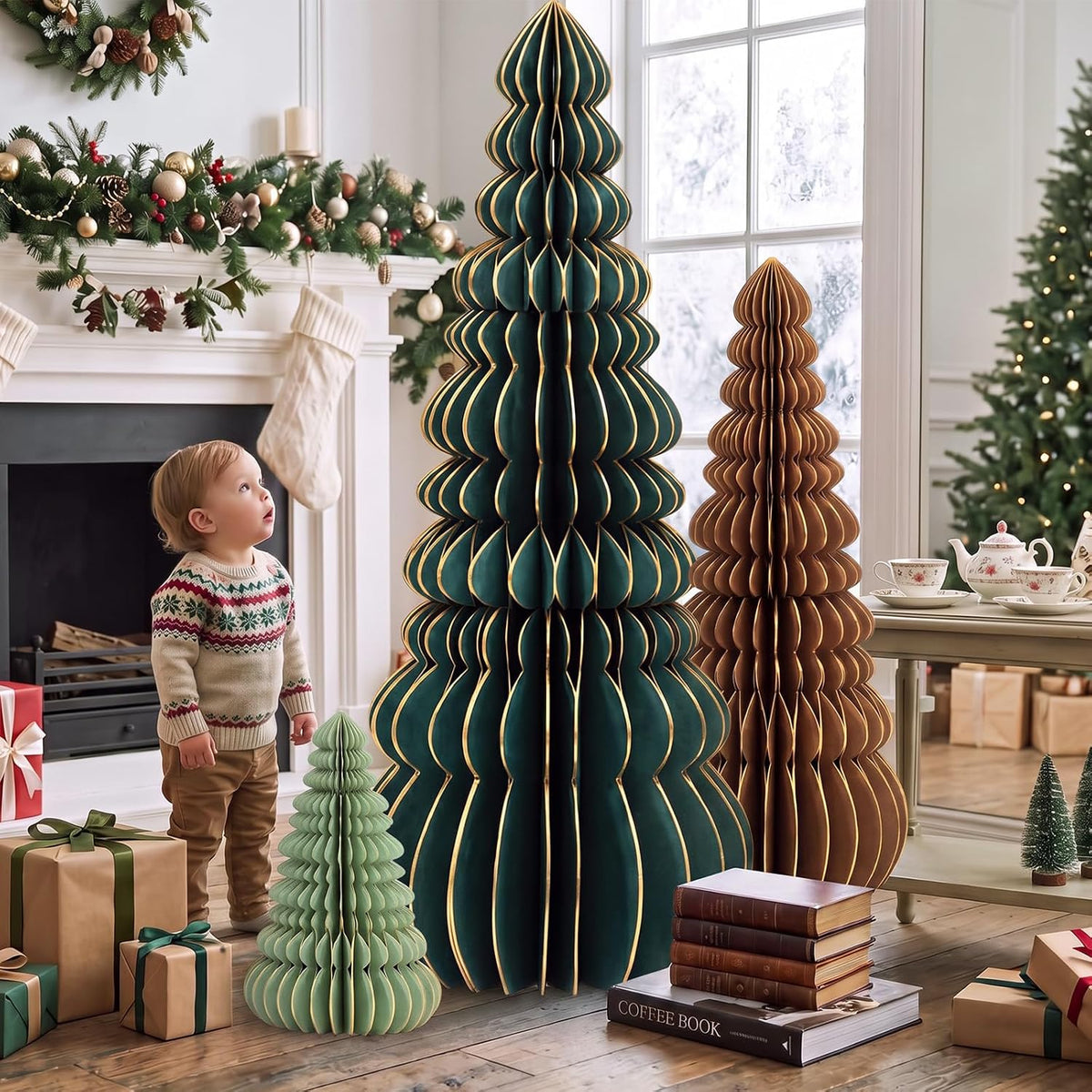 glikceil 3 set large honeycomb paper christmas tree, package contents