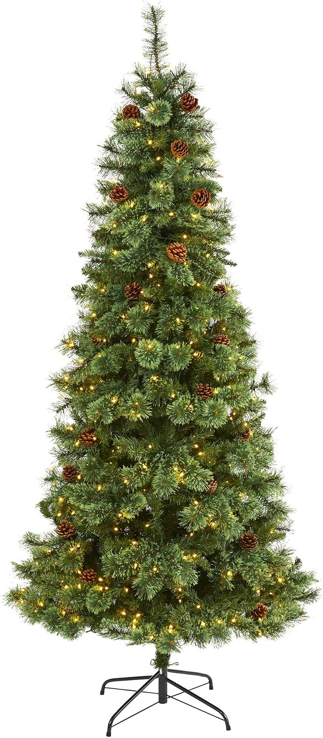 nearly natural 7ft pre-lit pine artificial christmas tree, main product view
