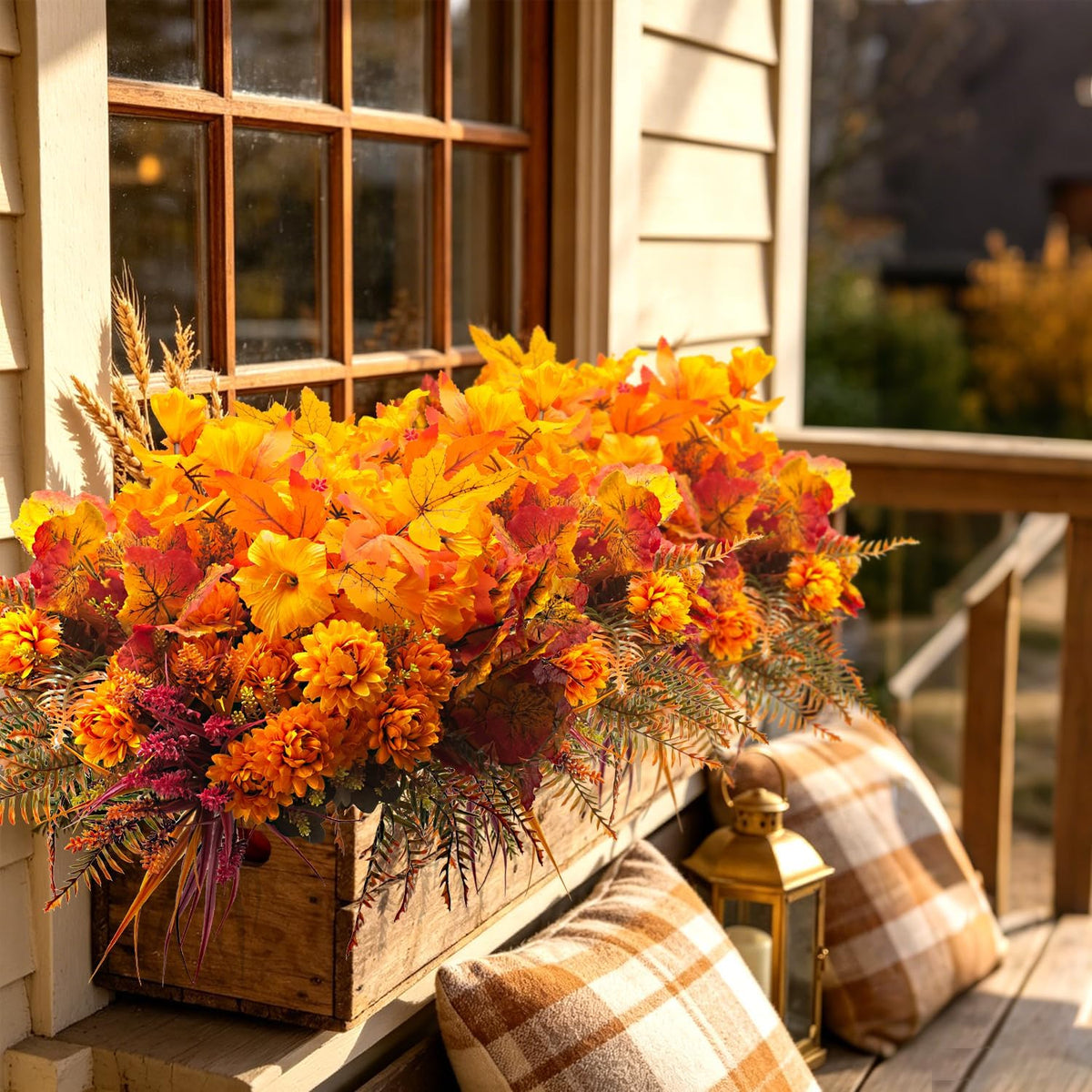 grunyia 12 pcs artificial fall flowers uv resistant on a desk or shelf