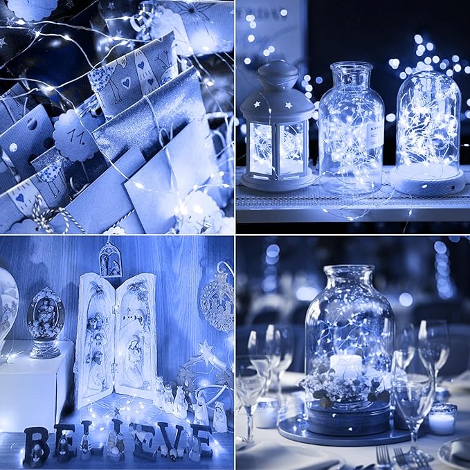 kolpop 3 Pack LED Fairy Lights Battery Operated, Mini Twinkle String Lights Battery Powered Waterproof for Christmas Mason Jars Party,Cool White