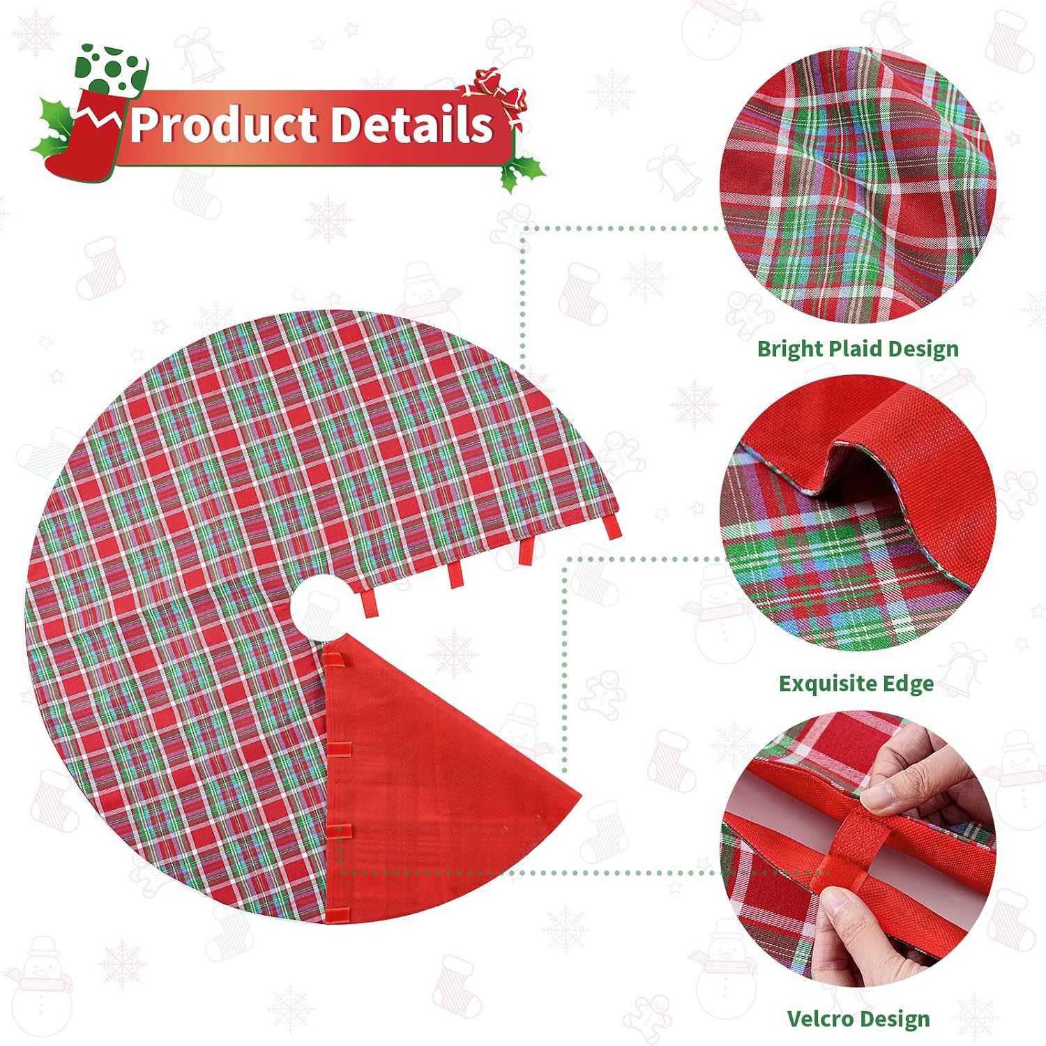 36 Inches Christmas Plaid Tree Skirt - Red Blue Green Buffalo Checked Tree Skirts Mat for Small Tree Xmas Home Holiday New Years Party Decoration