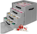 Relaxdays Christmas Bauble Storage Box, 64 Baubles, H x W x D: 40 x 36.5 x 36.5 cm, Polyester, Cardboard, Ball Box, Grey